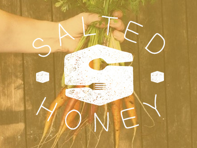 salted honey logo - with new type and texture branding catering food fork logo negative negative space salted honey space spoon stamp texture