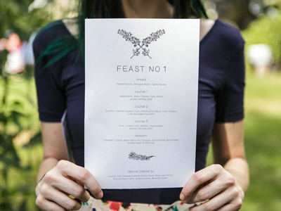 Feast no.1 Menu Back black catering cream dinner food illustration menu print symmetry vegetables veggies