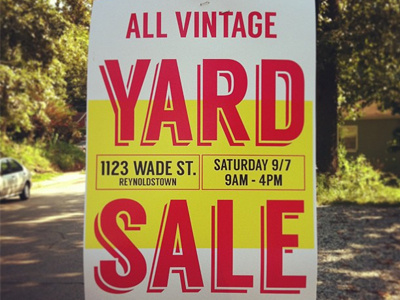 Yard Sale Sign poster red sale sans sansserif sign type typography yard yellow