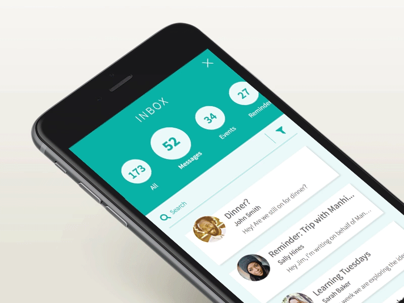 More Animation Practice circles planner action bar messages interaction interface animation ui ux