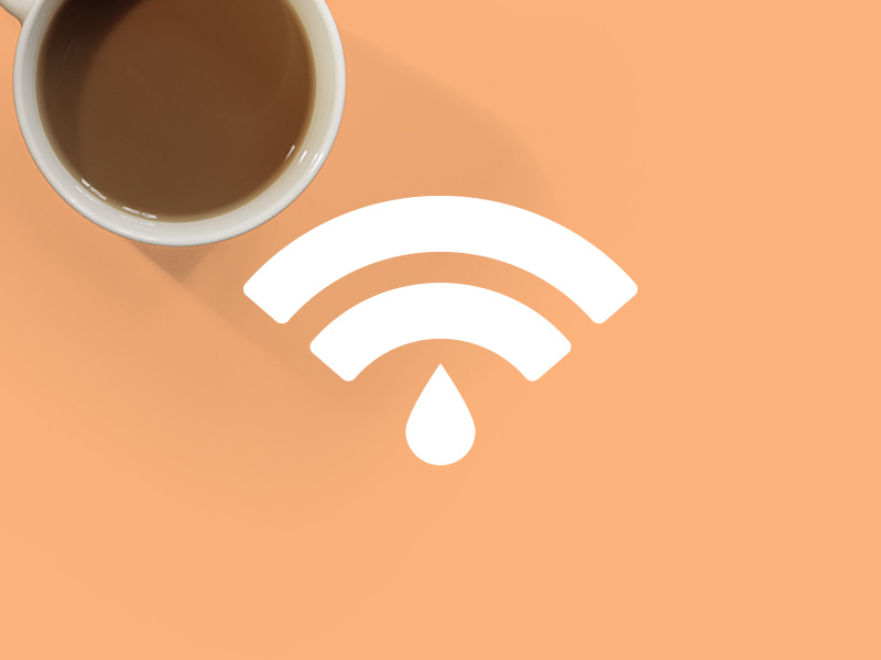 Coffee + Wifi material minimal flat shadow brown orange cup signal wifi coffee branding logo