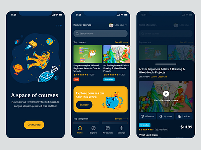 E-learning mobile app for kids