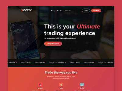 Deriv | Online Trading Company Homepage Resdesign