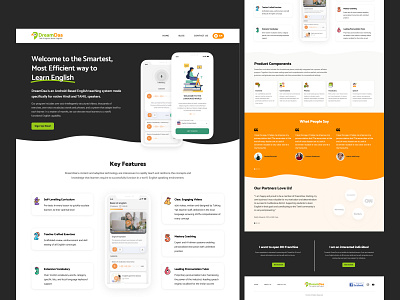 Landing page design for an English Learning Mobile App english landin landing page learning english mobile app teaching ui ux web design website