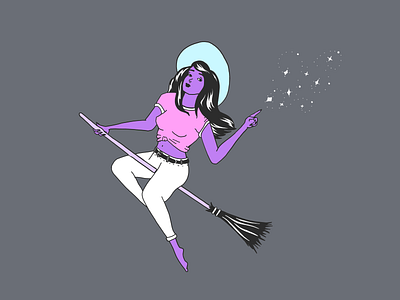 Witchy Woman adobe draw broomstick halloween illustration illustrator inktober nastywoman october witch witchy woman