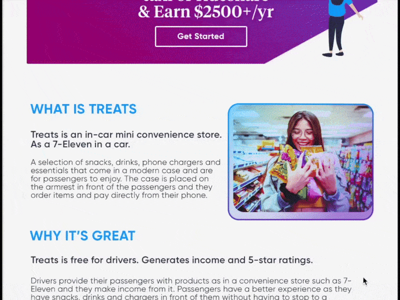 Treats Technology car form lyft slider treats trip uber