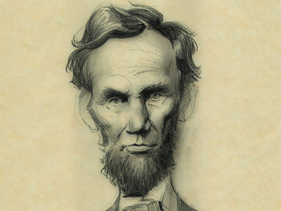 Abe Lincoln caricature charcoal pencil sketch