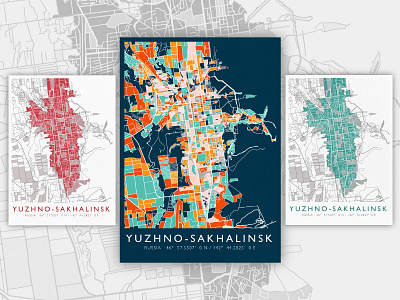 Poster map | Yuzhno-Sakhalinsk art artwork illustration portfolio poster posters procreate