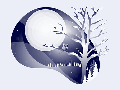 Winter illustration owl snow vector winter