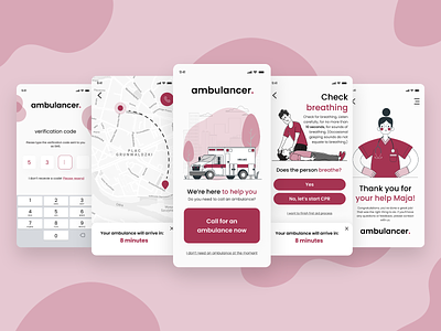 Ambulancer - life saving app ambulance app concept design flat graphic design life medicare minimal mobile ui ux