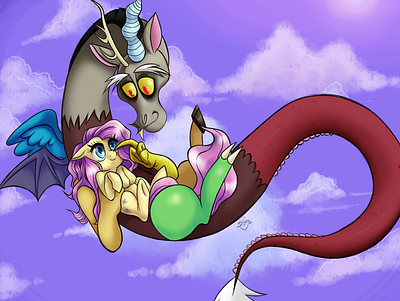 Fluttershy/Discord in the Sky adobe colorful illustration photoshop