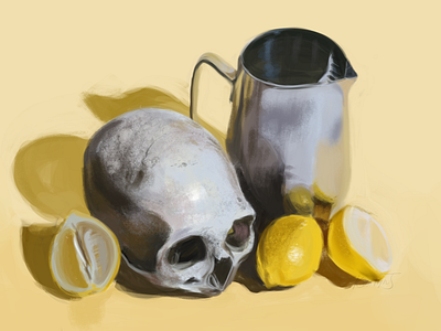 Skull and Lemon adobe photoshop digital art digital illustration digital painting illustration painting photoshop still life