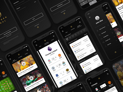 Golden Goal Mobile App - Flat Lay app branding design mobile ui typography ui ux