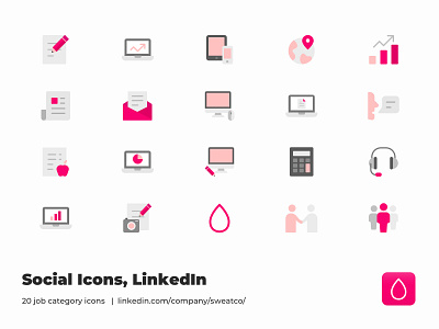 Sweat Social Icons app branding design icon set iconography social media vector
