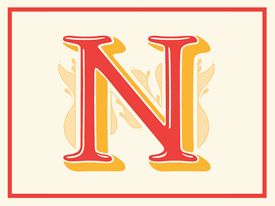 Rejected N bookplate engraving illustration lettering typography