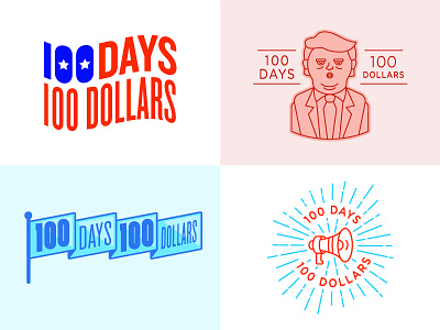 100 Days 100 Dollars (Concepts) america civil rights flag megaphone non profit politics president pro bono protest resist trump usa