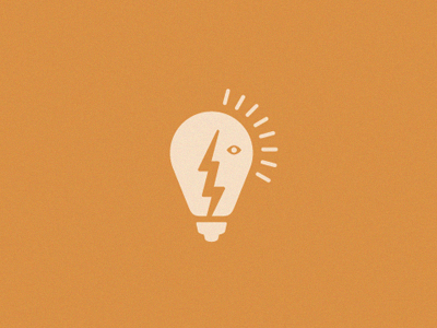Think (Again) glow gold idea lecture lightbulb logo orange student think