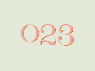 023 beige digit lettering modern number numeral old style orange pink serif swash