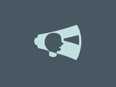 Speak & Learn blue gray idea learn lecture logo megaphone speak student teach think