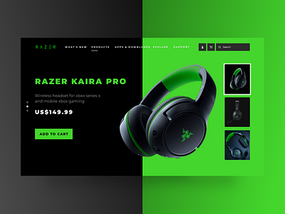 Razer Store Concept ecommerce gamer green headphone razer redesign ux webdesign website