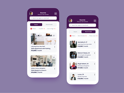 Roommate Mobile App concept app concept daily 100 challenge daily ui design figma iphone mobile app mobile ui product product design productdesign ui ux