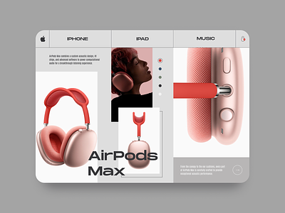 Apple AirPods Max E Commerce Concept UI airpods apple daily 100 challenge figma figmadesign hero section landing page product design ui ux