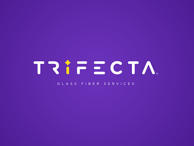 Logo for Trifecta branding design fiber font font design germany glass liepsig logo logodesign minimal purple services tech technology technology logo typography yellow