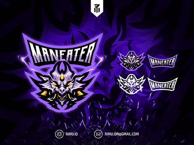 MANEATER MASCOT LOGO beast branding character design esport esports gaming icon illustration kaiju logo minimalism monster monsterverse vector