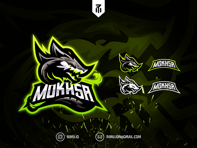 MOKHSA MASCOT LOGO branding character design dragon esports gaming icon illustration kaiju logo minimalism vector