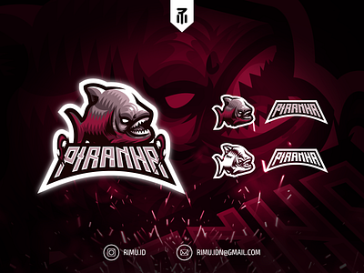 PIRANHA MASCOT LOGO branding character design esport fish fishing gaming icon illustration logo minimalism piranha predator predator fish squad vector wild