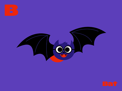 B for Bat alphabet animal bat flat illustration vector