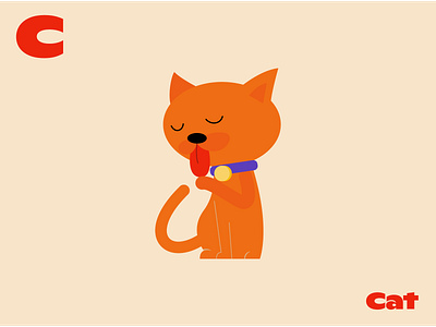 C for Cat alphabet animal cat flat illustration vector