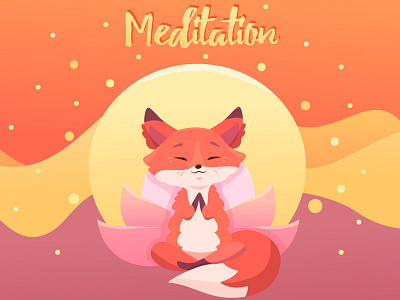 Foxy Meditation) art character design foxes icon illustration illustrator logo meditation mood relax relaxation ui vector yoga yoga logo