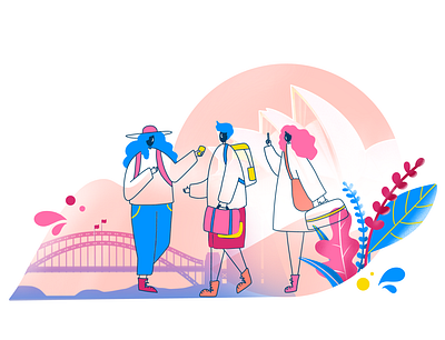 Let's Travel character design digital 2d digital art digital drawing illustration illustration art director design pink