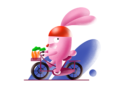 Bunny Cycling bunny character design digital 2d digital art digital design digital drawing illustration illustration art director design pink