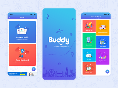 Buddy Travel Companion App screens