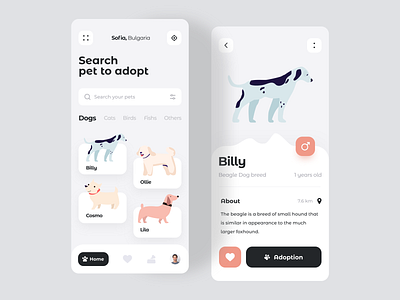 Adopt pets app UI