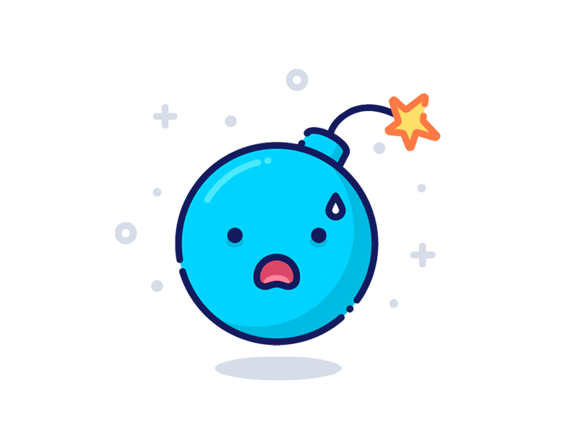 Not ready for this! adobe animation blue bomb character cute design first icon illusration illustrator minimal outline pin sticker vector web