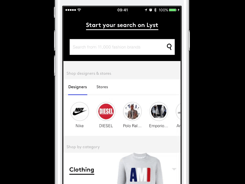 Shop Designers & Stores app designers fashion ios lyst stores
