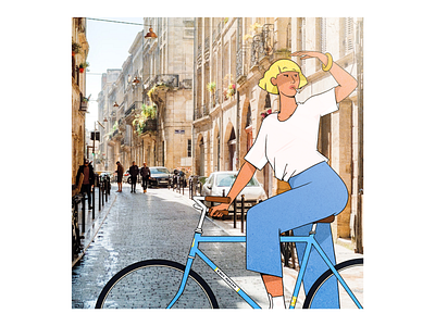 La fille à vélo colour cycling design drawing fashion illustration paris photography style summer