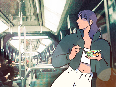 Lunch in the metro art colour design drawing fashion illustration paris photography style