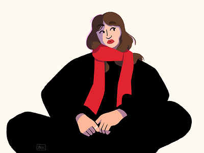 Woman at the café black character character design colour design drawing fashion illustration paris scarf style