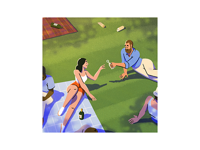 Picnic time colour design drawing illustration paris style