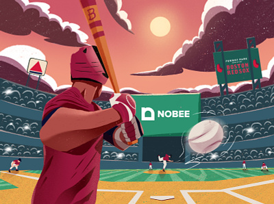 Baseball Match Illustration baseball boston branding design flat game graphic design illustration landscape play ui ux vector
