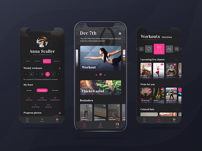 Women Fitness Application app branding design flat identity illustration minimal mobile ui ux web website