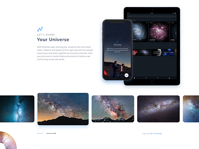 Telescope Homepage Photo Section branding clean community section design flat galaxy theme homepage design minimal photo section product page telescope website ui ux web website