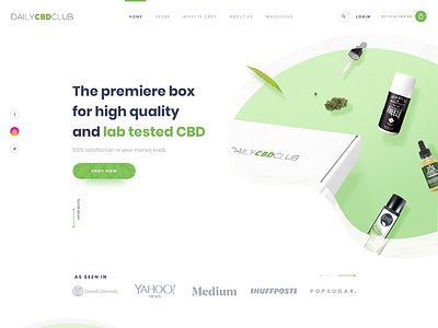 CBD oil website homepage 2d art branding clean design flat homepage homepage design illustration ui ux vector web website