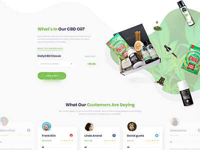 Product & Customer's review section about us page branding clean customer review design flat green homepage homepage design illustration product page ui ux web website white