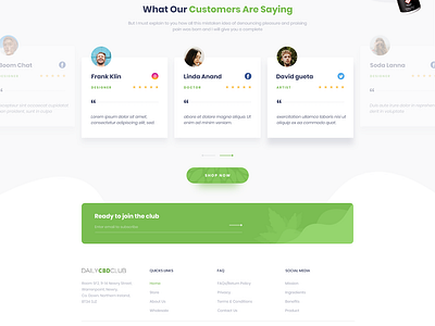 Customer's review section about us page branding clean customer review design flat green homepage homepage design illustration minimal ui ux web website