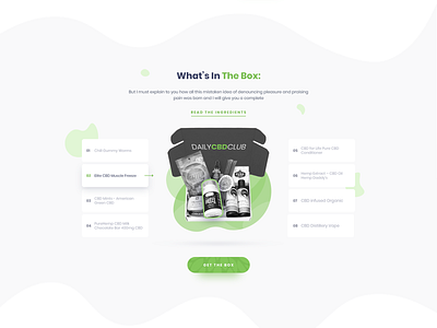 Cbd Product Page box design branding clean design flat homepage homepage design illustration minimal product page ui ux vector web website